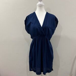 Lauren Ralph Lauren Deep Blue V-Neck Mini Dress | Size Small | 100% Cotton